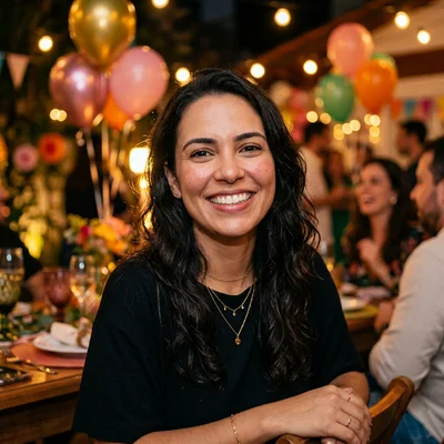 Fernanda Oliveira, anfitriã de aniversário em São Paulo