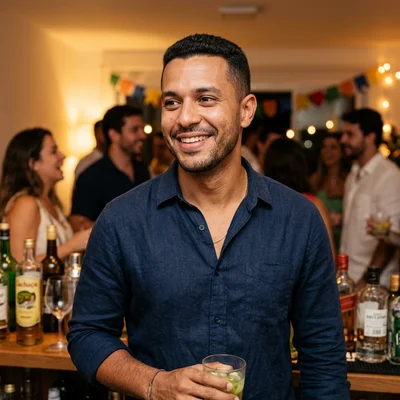 Lucas Mendes, convidado em festa no Rio de Janeiro